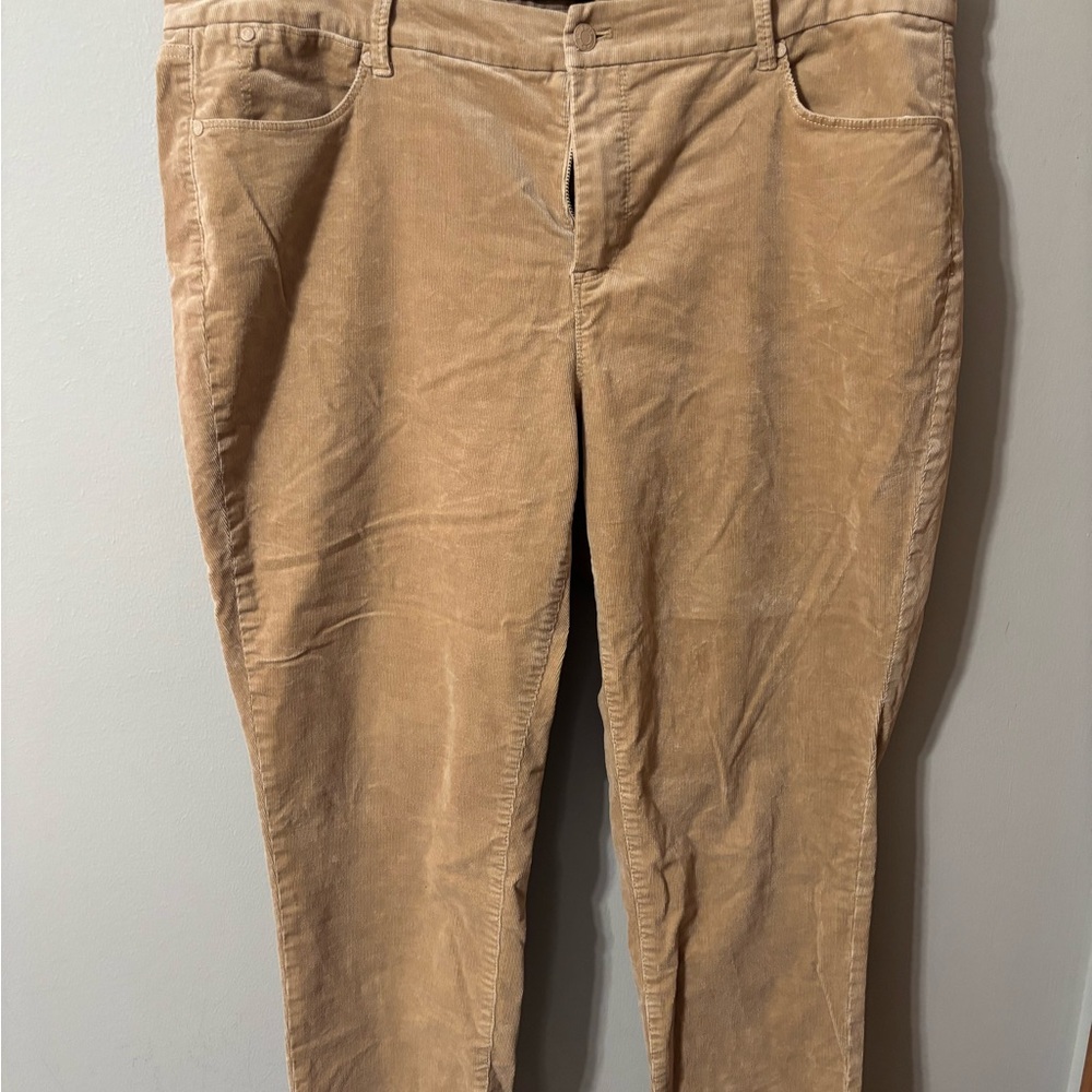 Talbots Beige Corduroy Ankle Pants with. Frayed edges